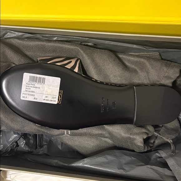 Tom Ford Black and Tan Zebra Sandals with Gold Accent - Picture 4 of 6